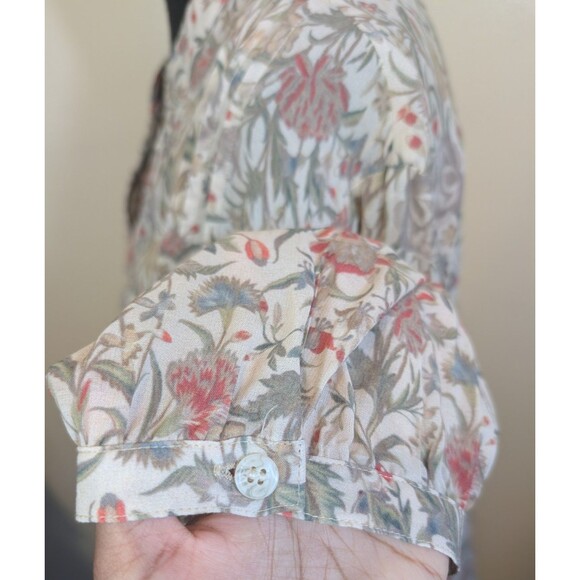 Peruvian Connection Top Floral Pleated Boho Relaxed Fit Size Medium - Picture 7 of 10